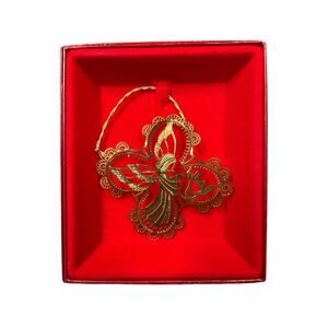 Vintage Camerlane‎ 24kt Gold Finished Angel Filigree Ornament in Original Box